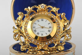 Blaues Fabergé-Ei mit goldener Uhr