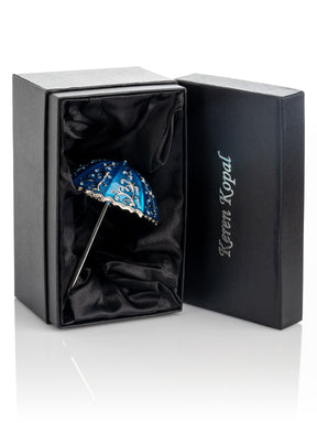 Blue Umbrella Trinket Box Handmade with Swarovski Crystals