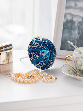 Blue Umbrella Trinket Box Handmade with Swarovski Crystals