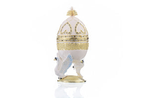 White Faberge Egg with Swans