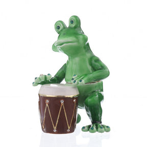 Frosch spielt Schlagzeug