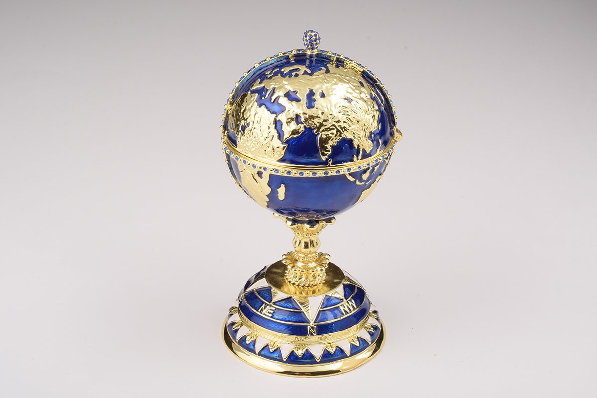 Globe Faberge Egg with Sailing ship Easter Egg Keren Kopal