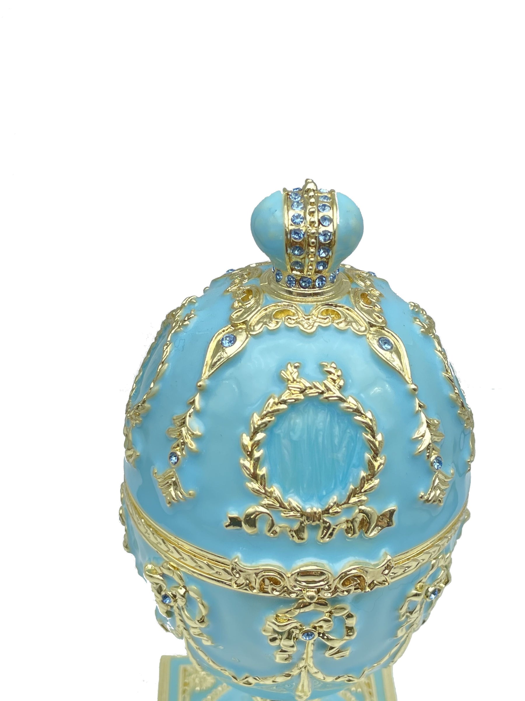 Turquoise Faberge Egg with Swan Inside Easter Egg Keren Kopal