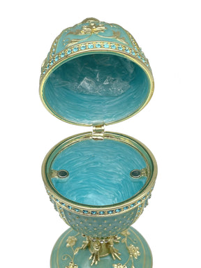 Green turquoise Faberge Egg with doves trinket box Faberge Egg Keren Kopal