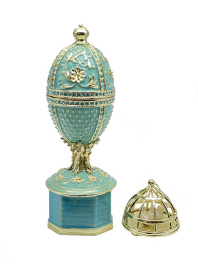 Green turquoise Faberge Egg with doves trinket box Faberge Egg Keren Kopal