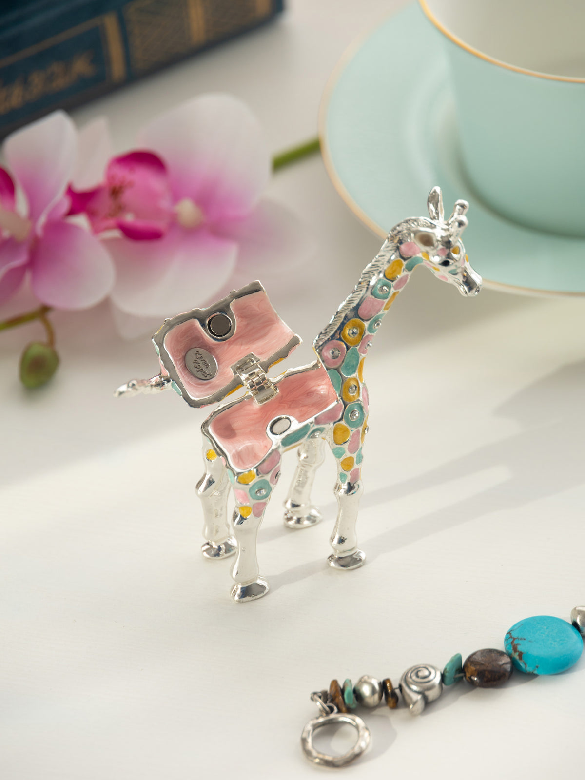 Boîte à bijoux girafe colorée