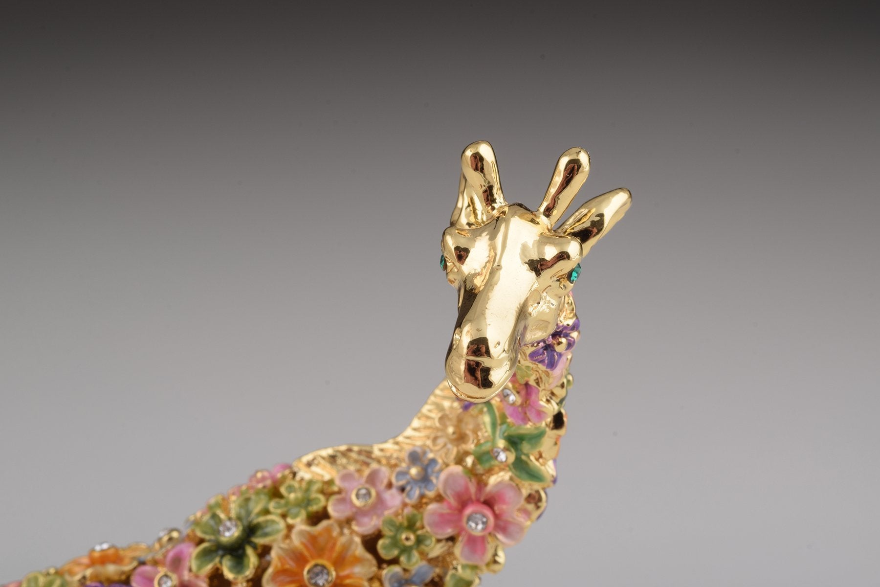 Keren Kopal Gold Giraffe with Colorful Flowers Trinket Box  104.00