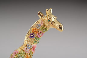 Gold Giraffe with Colorful Flowers Trinket Box  Keren Kopal