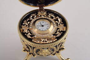 Gold & Black Faberge Egg with Clock  Keren Kopal