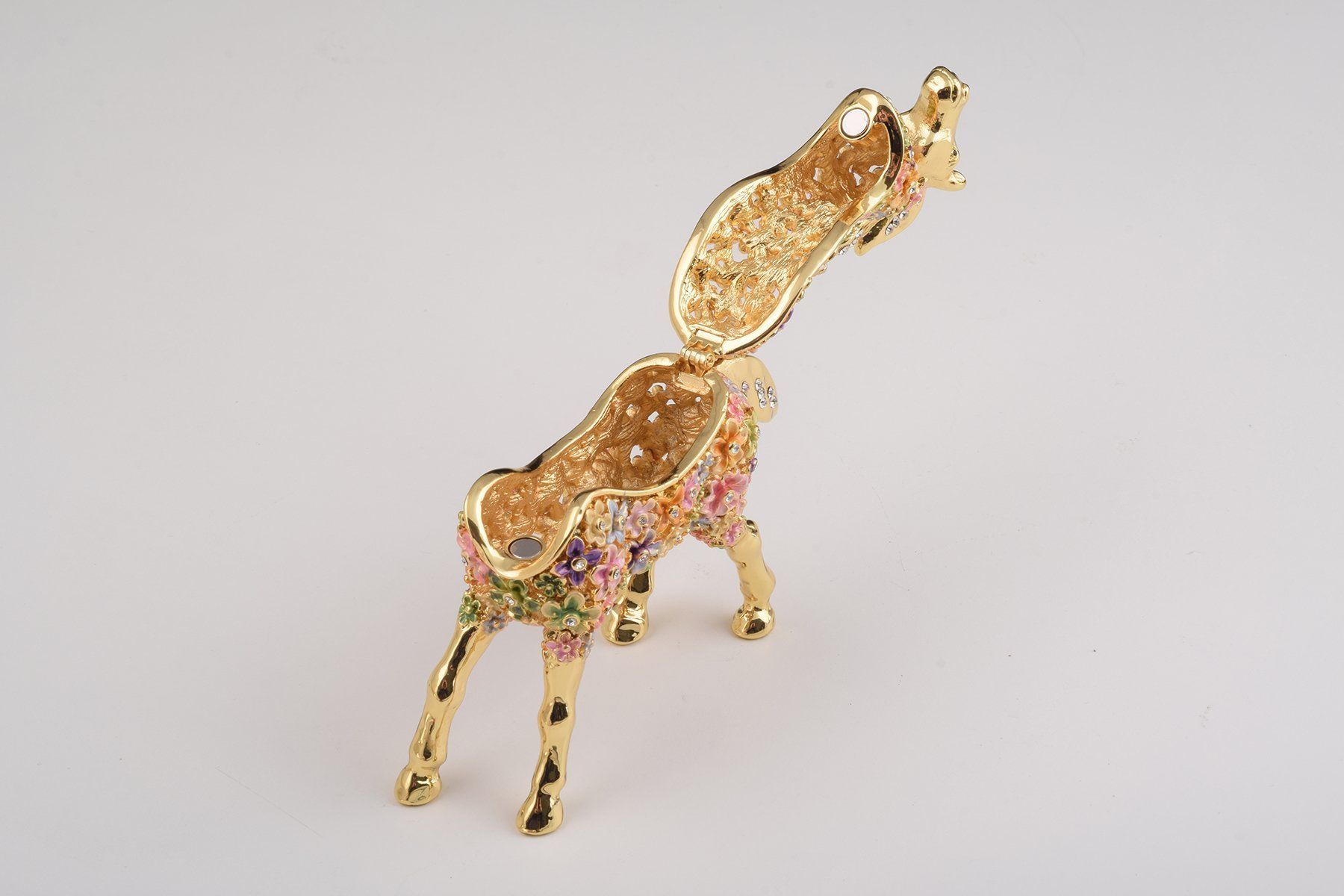 Gold with Colorful Flowers Horse Trinket Box  Keren Kopal