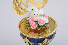 Keren Kopal Golden Blue Faberge Egg with White Doves  155.25