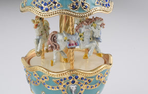 Keren Kopal Light Blue Faberge Egg with Horse Carousel  121.50