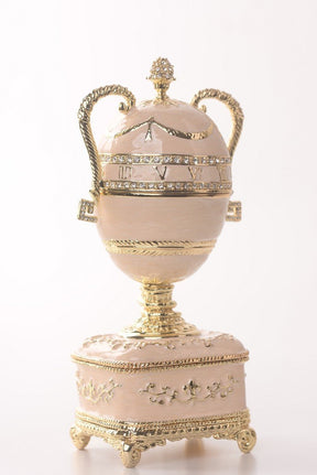 Keren Kopal Pink Faberge Egg with Gold Handles  126.25