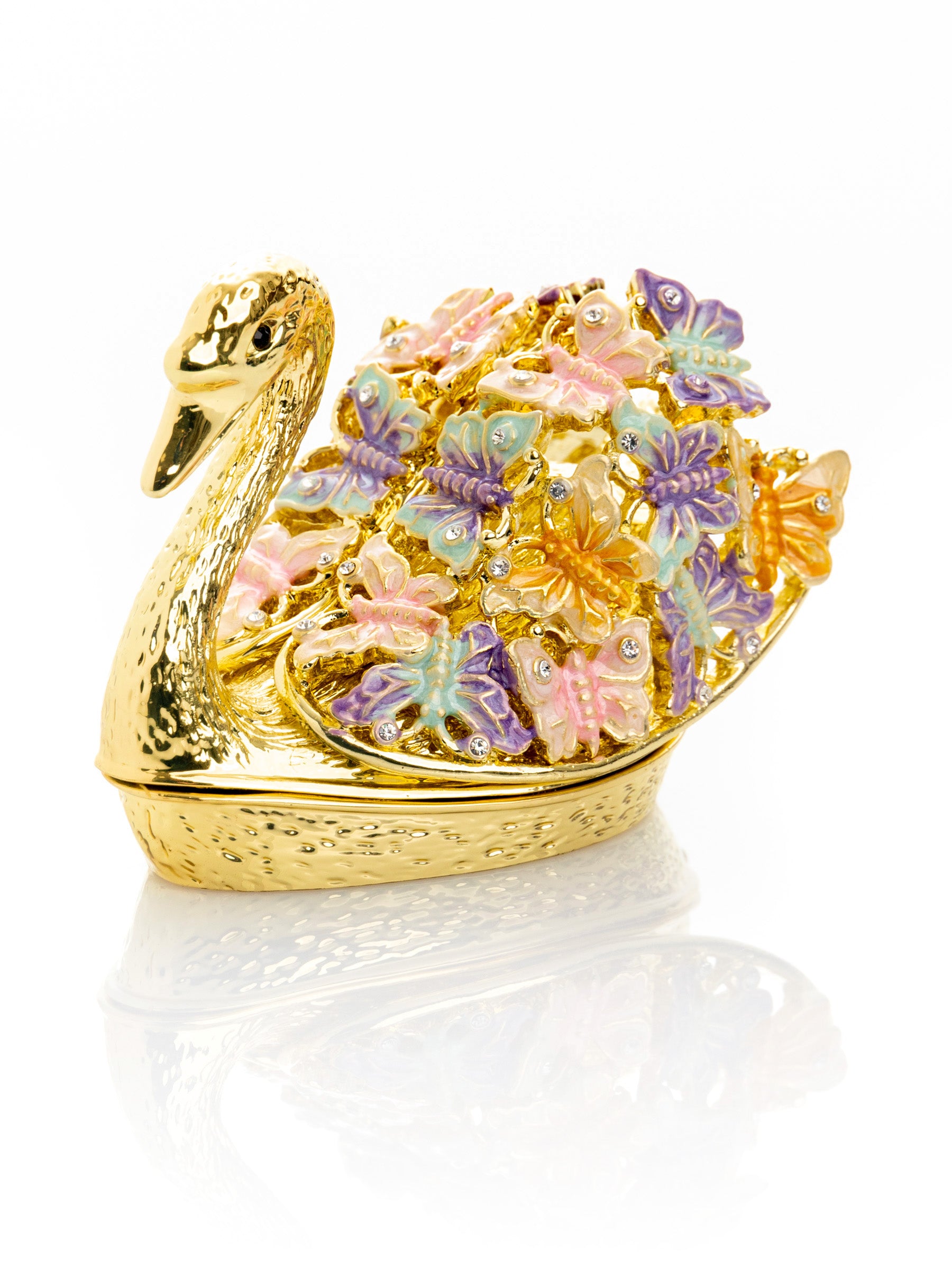 Golden Swan Decorated with Butterflies