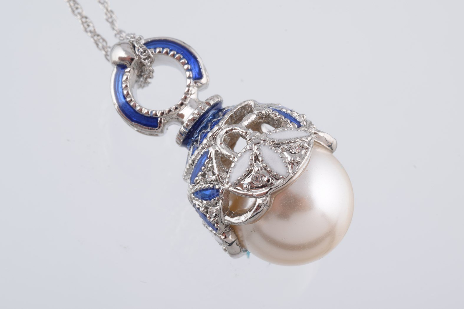 Keren Kopal Silver & Blue Pearl Egg Pendant Necklace  39.00