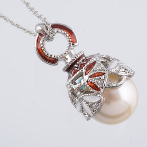 Keren Kopal Silver & Red Pearl Egg Pendant Necklace  39.00