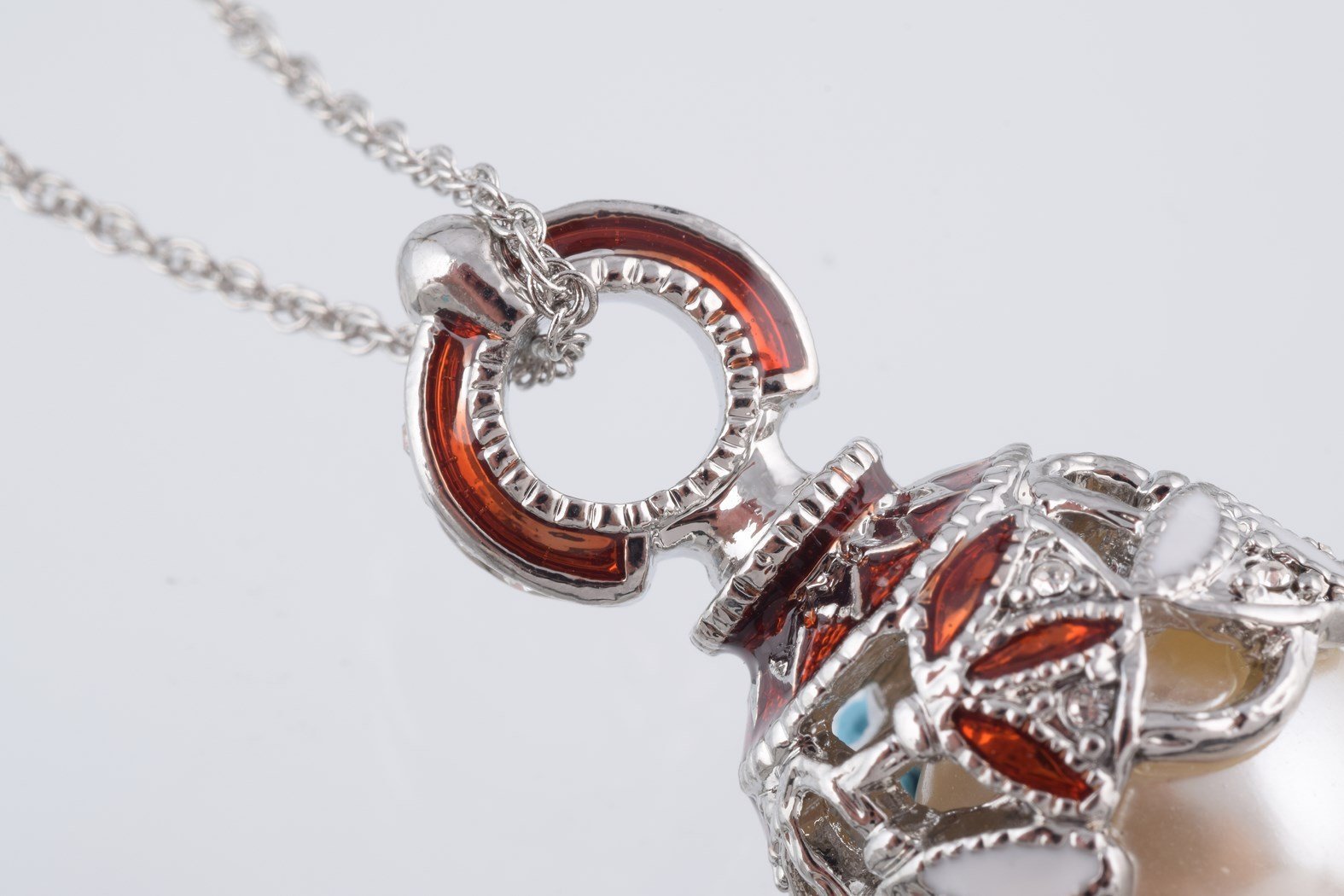 Keren Kopal Silver & Red Pearl Egg Pendant Necklace  39.00