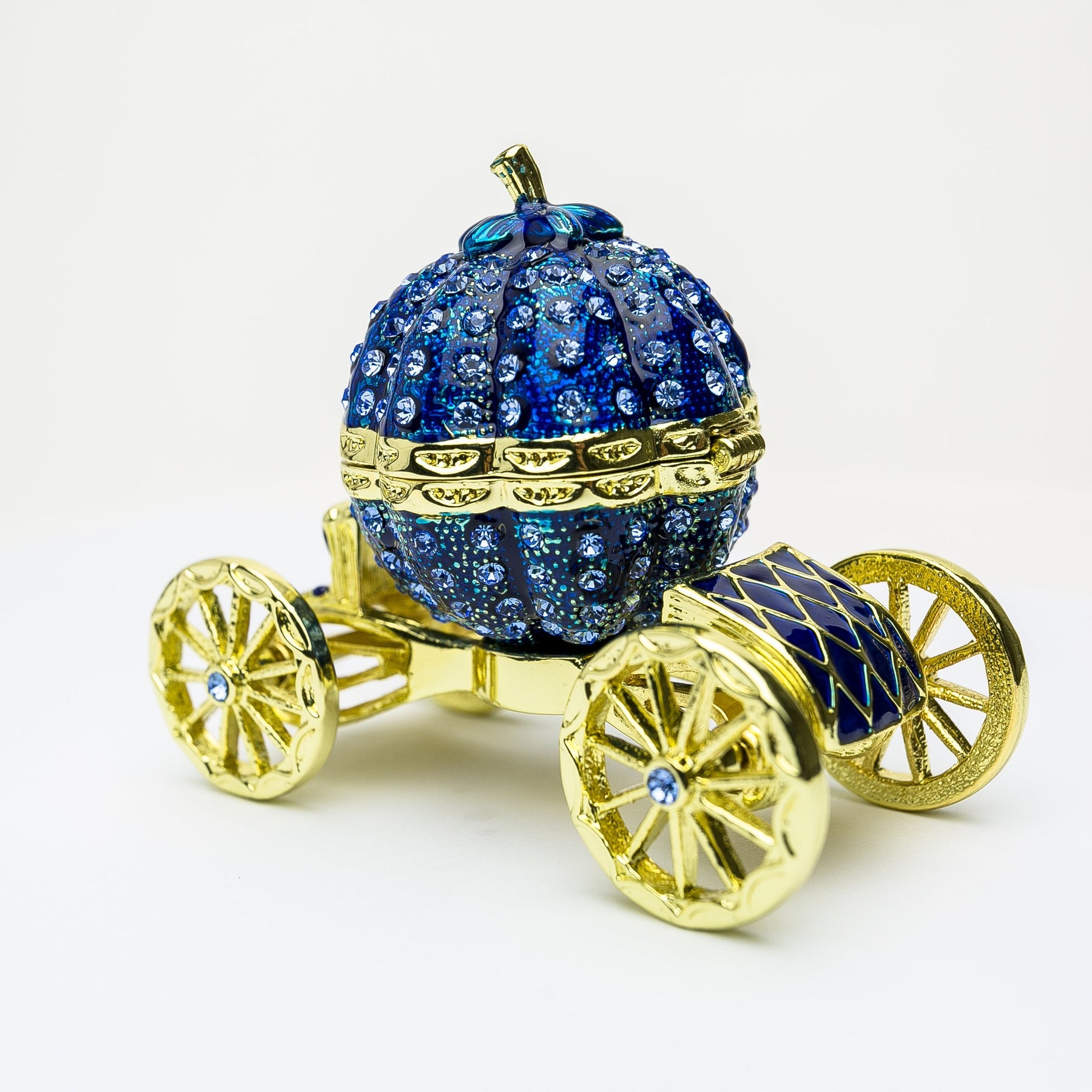 Royal Blue Faberge Pumpkin on Carriage trinket box Keren Kopal